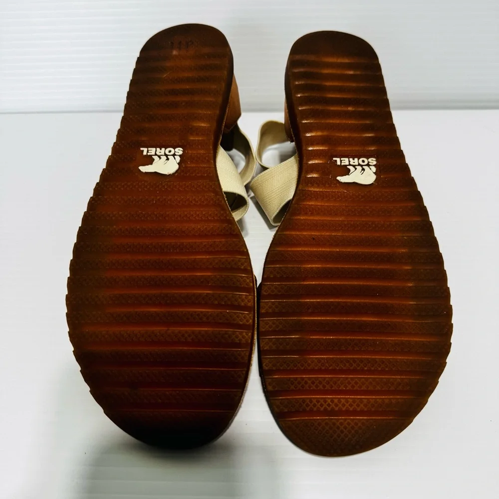 Sorel Ella Metallic Gold and Cream Sandals Size 7 - Picture 11 of 14